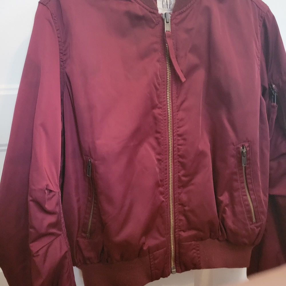 Gap burgundy bomber coat